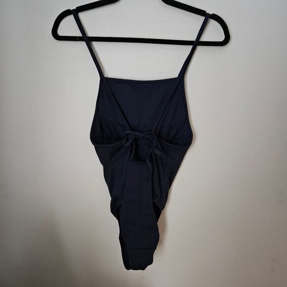 Andie Swim One Piece Bathing Suit LT Paloma Navy Tall Tie Back Neutral Vacation - Picture 5 of 14